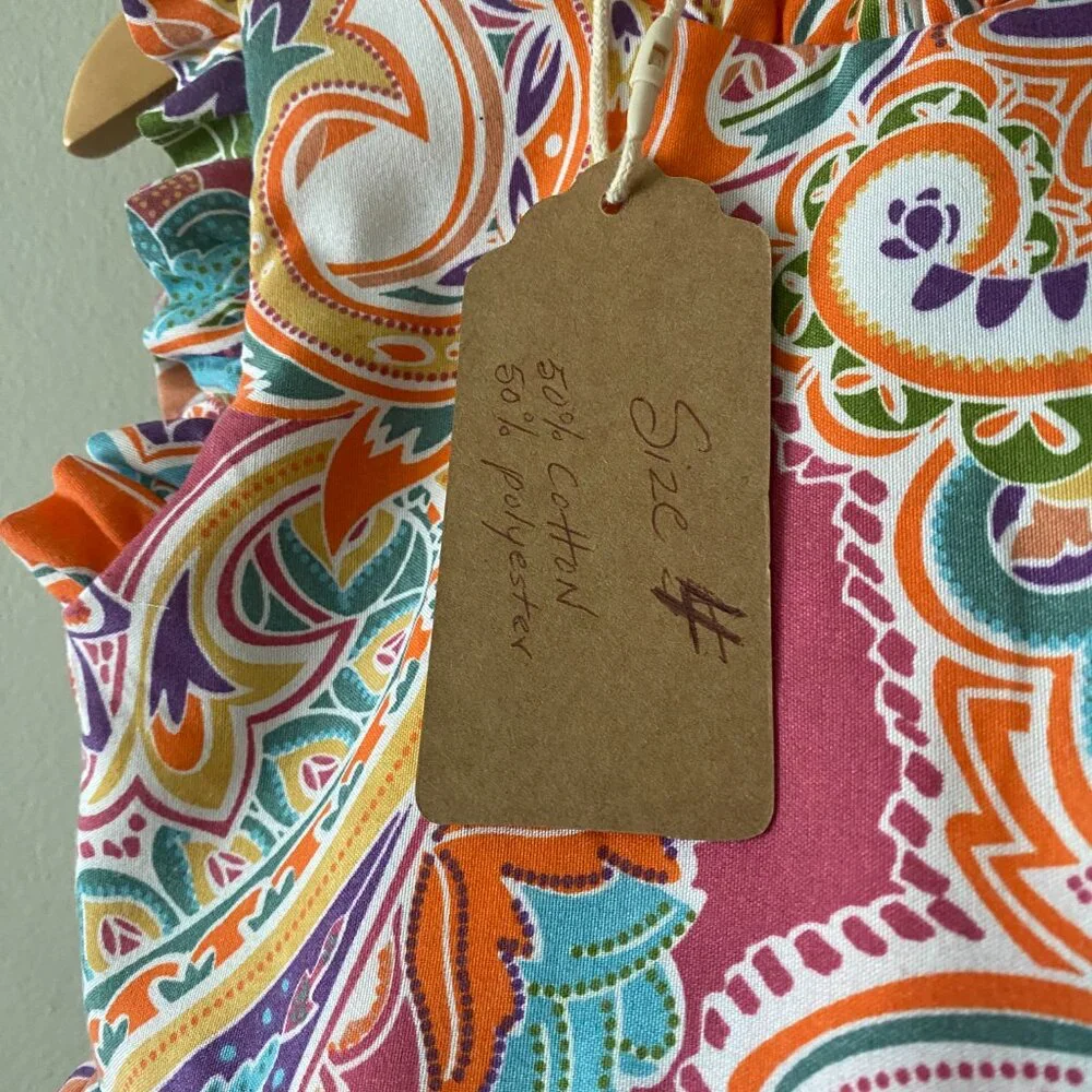 Handmade Children's Multicolour Cotton Poly Sleeveless Triangle Cut Out Dress - Picture 4 of 15